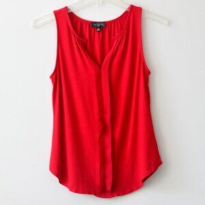 The Limited Red Sleeveless Pleat Detail Flowy Scoop Blouse Top Extra Small